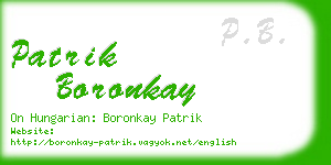 patrik boronkay business card
